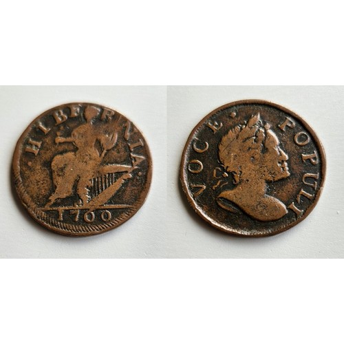 74 - Ireland. George III 1760-1820. Copper voce populi halfpenny 1760 Type 5 square head, date error 1700... 