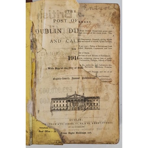 6 - The Post Office Dublin Directory and Calendar for 1916. Dublin, published by Thom, Dec. 1915, orig. ... 