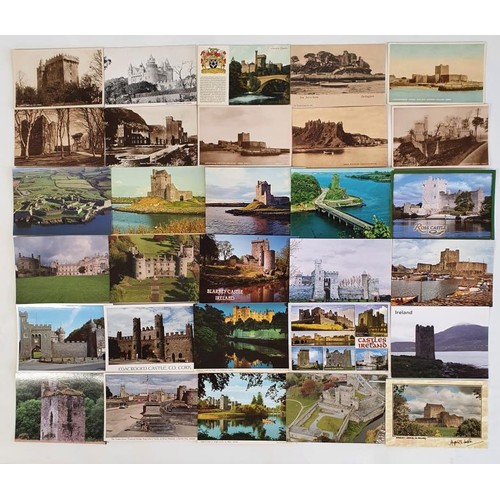 366 - Irish Castles Interest Postcards. Colour and black and white. Some vintage, others later. Collection... 