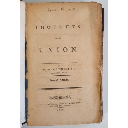 Act of Union 1798-1800. Bound volume of 10 Act of Union Pamphlets, all ...