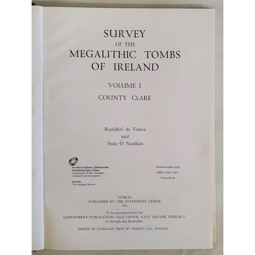 3 - Survey of the Megalithic Tombs of Ireland; County Clare. Ruaidhri de Valera and Sean O Nuallain. Dub... 