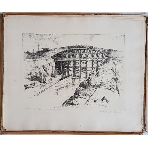 36 - Shannon hydroelectric Scheme; Anton Scheuritzel (1874-1954), series of 8 hand-signed lithographs on ... 