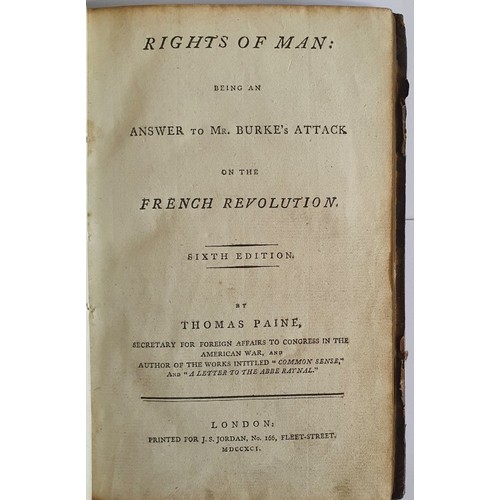 275 - Rights of Man: being an answer to Mr. Burke's attack on the French revolution; by Thomas Paine, Prin... 