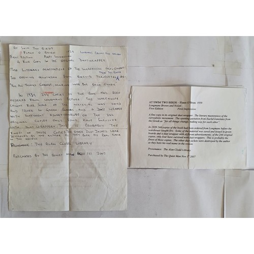 333 - Flann O' Brien- At Swim Two Birds, Longmans, 1939. FIRST EDITION. Original black cloth with gilt let... 