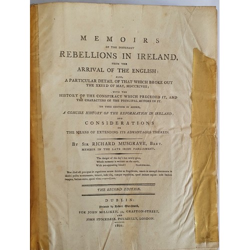 507 - Memoirs of the Different Rebellions in Ireland Musgrave, Sir Richard Published by Robert Marchbank, ... 