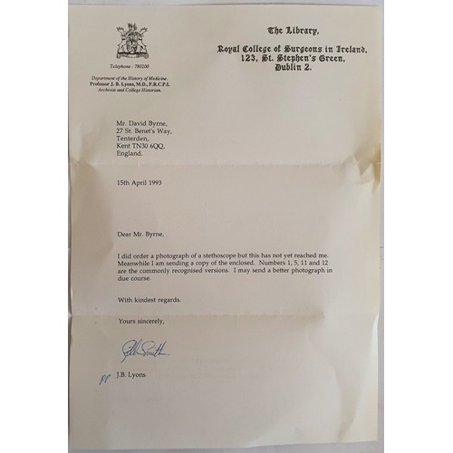 550 - J.B. Lyons. Brief Lives of Irish Doctors. 1978 1st. Illustrated Quarto. d.j. With letter from author... 