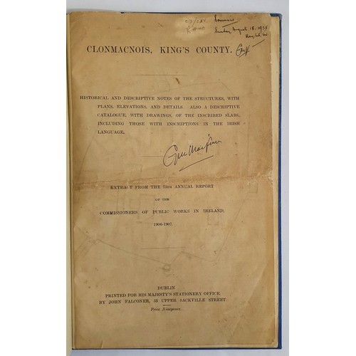 34 - Clonmacnois, King's County; Historical and Descriptive Notes of the Structures with Plans, Elevation... 