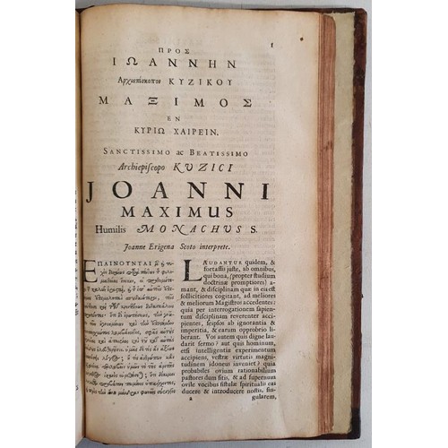 35 - INTELLECTUAL, SUBTLE, ALLEGORICAL, MYSTICAL ERIGENA. ERIGENA [Johannes Scotus] Joannis Scoti Erigena... 