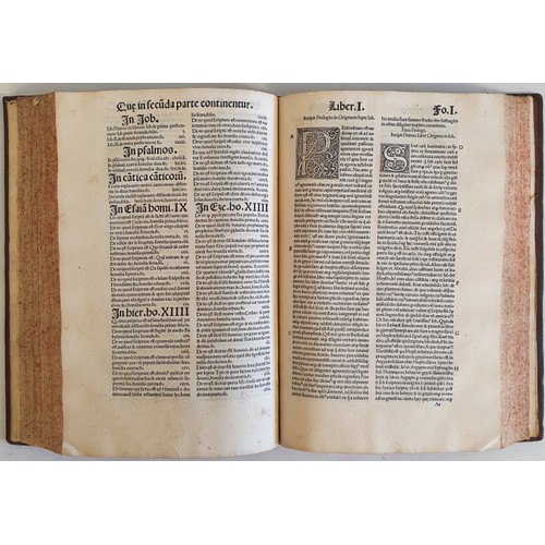 44 - Very Early Printing: Operum Origenis Adamantii. A fine decorative woodcut title page printed in red ... 