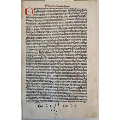 47 - INCUNABULA: Seneca Moralis. Lucio Anneo Seneca. Rubrication in red and blue. Printed in Venice, by B... 