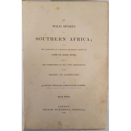 50 - Cpt. William C. Harris. Wild Sports of South Africa. 1844 royal octavo. With 25 coloured lithographs... 