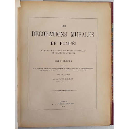 53 - Emile Presuhn. Les Decorations Murales de Pompee. 1878. 1st. Folio 24 coloured lithos. Very attracti... 