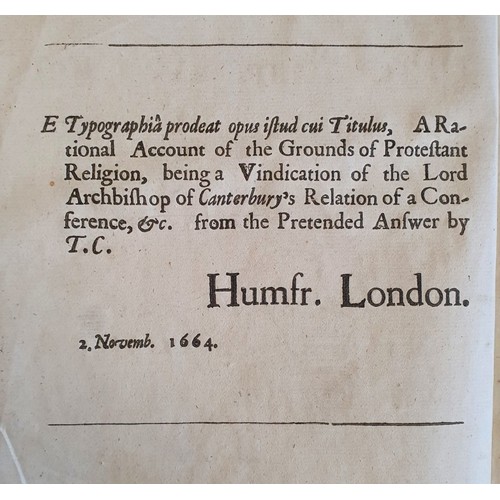 57 - Stillingfleet, Edward. A Rational Account Of The Grounds Of Protestant Religion: Being A Vindication... 