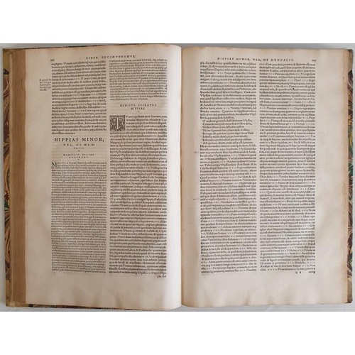 60 - ONE OF THE SUPREME TEXTS OF THE RENAISSANCE [PLATO] Omnia Divini Platonis Opera Tralatione Marsilii ... 