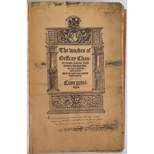 64 - CHAUCER, Geoffrey (c.1343-1400). The Workes of Geoffrey Chaucer Newly Printed, with Dyvers Workes wh...