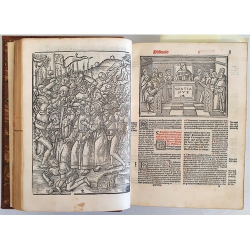 69 - Decretum Gratiani - Gratian's Laws, by Gratian (or Johannes Gratian). With over 120 woodcuts, rubric... 