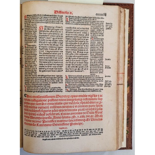 69 - Decretum Gratiani - Gratian's Laws, by Gratian (or Johannes Gratian). With over 120 woodcuts, rubric... 