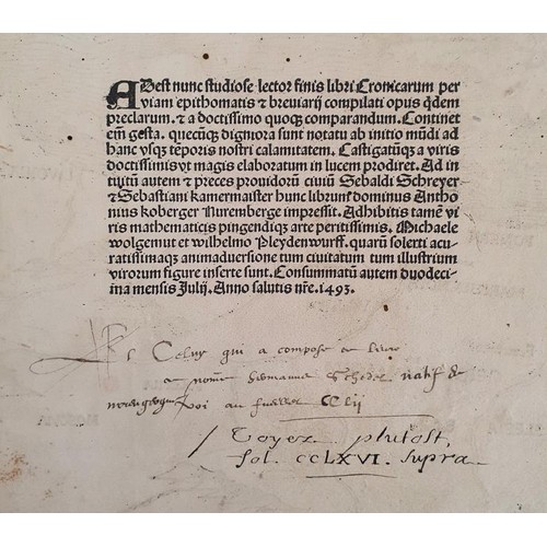 124 - INCUNABULA: The Nuremberg Chronicle by Anton Koberger, 1493. Very First Edition, in Latin, in Gothic... 