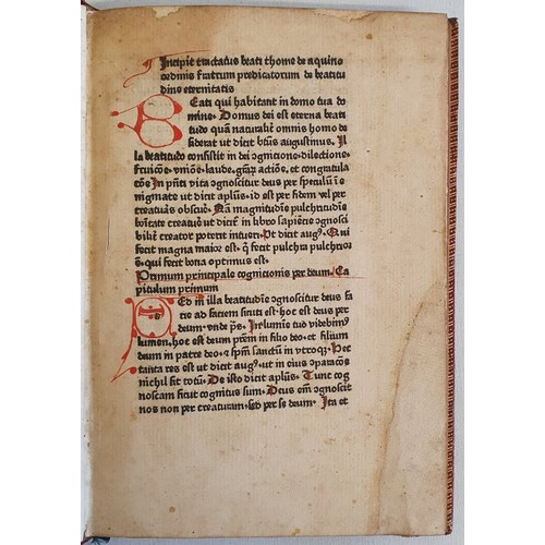 INCUNABULA: St. Thomas Aquinas. Beatitudo Eternitatis. The gilt title ...