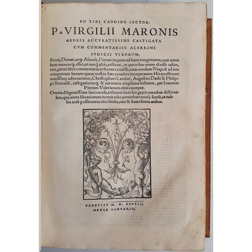 222 - En tibi candide lector. P. Virgilii Maronis Aeneis accuratissime castigata cum commentariis... Venic... 