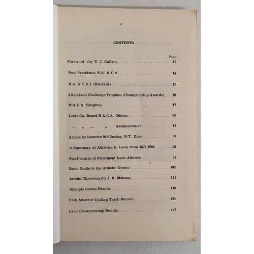 47 - Laois: Athletics in Laois compiled by Risteard O Maolain, 1956. Green soft cover with an image of A ... 