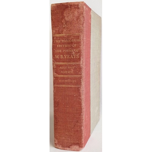 W.B. Yeats - The Variorum Edition of the Poems of W. B. Yeats, Published by MacMillan 1957. Pp. 884. In Original quarter bound buckram with gilt lettering on the spine. Edited by Peter Allt and Russell K. Alspach. One of 825 numbered copies Signed by W.B. Yeats on the limitation page.