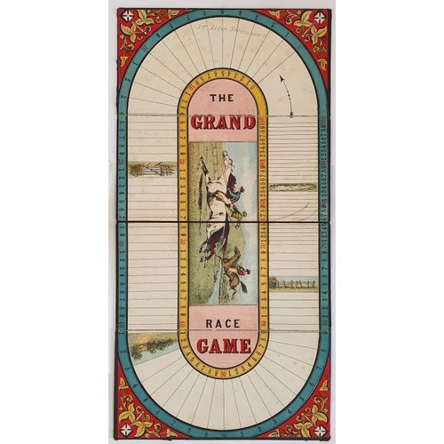 63 - The Grand Race Game 1880. Coloured lithographs of St. Leger Sweepstake on original decorative board ... 