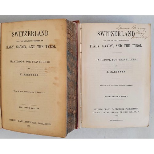 105 - Karl Baedeker. Switzerland and the Adjacent portions of Italy, Savoy, and The Tyrol. 1889. Numerous ... 