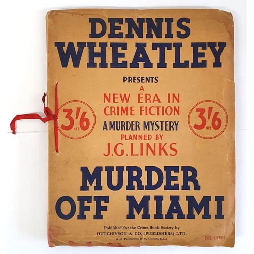 114 - Detective Fiction] Wheatley, Dennis. Murder of Miami., 1936, quarto. 4to, original buff wrappers wit... 