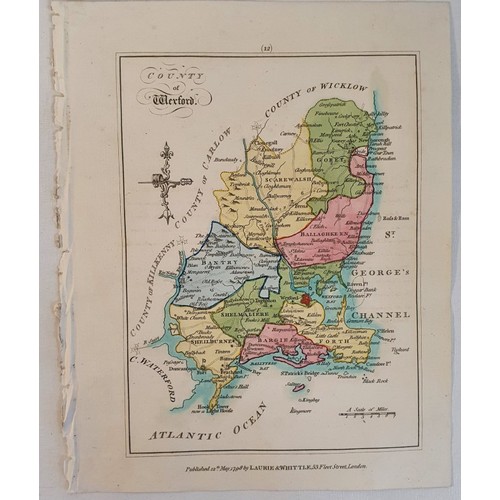 226 - County of Wexford. Original Fine Hand Coloured Eighteenth Century Irish Map by Bernard Scal&eacute;.... 
