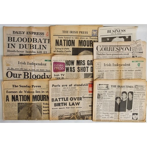 233 - Irish Newspapers: Collection of mainly Irish printed newspapers covering the 1960's and 1970's. Head... 