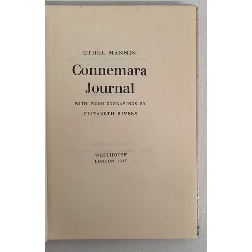 25 - Ethel Mannin. Connemara Journal. 1947. 1st Illustrated by Elizabeth Rivers. Inscribed letter from au... 
