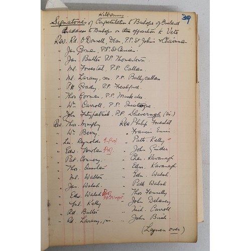 30 - St Kierans College Kilkenny: Manuscript Book Dated 1782-1936. Initials G S on front Board.Listing St... 