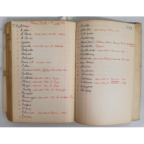 30 - St Kierans College Kilkenny: Manuscript Book Dated 1782-1936. Initials G S on front Board.Listing St... 