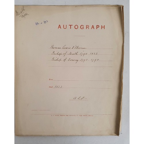 55 - Bishops of Meath Co. Meath: Two original A.L.s. as follows: * Letter of Thomas Lewis O'Beirne (Bisho... 