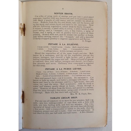 61 - Birr & Roscrea 'Missionary' Cookery Book, 1912. Cookery book was compiled with receipes mainly f... 