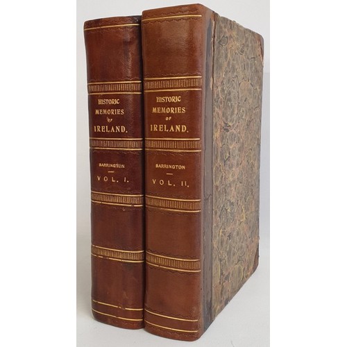 HISTORIC MEMOIRS COMPRISING SECRET RECORDS OF THE NATIONAL CONVENTION,THE REBELLION AND THE UNION by Jonah Barrington in two volumes complete . A new expanded edition published by Henry Colburn 1835.Leather and gilt raised bands and 38 copper engraved portraits