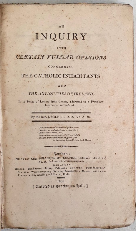 An Inquiry into Certain Opinions concerning Catholic Inhabitants and ...