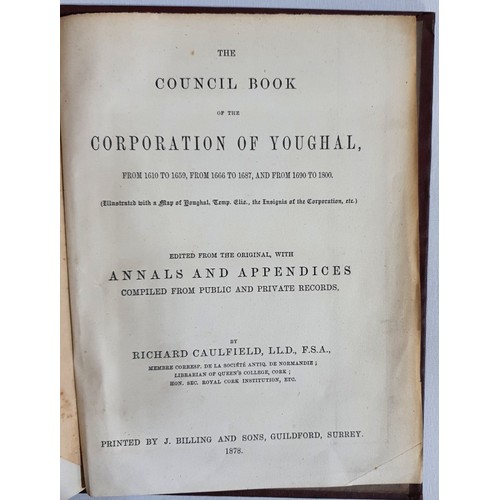 13 - Richard Caulfield. Council Book of the Corporation of Youghal. 1878. 1st Folding map and plates. Bro... 