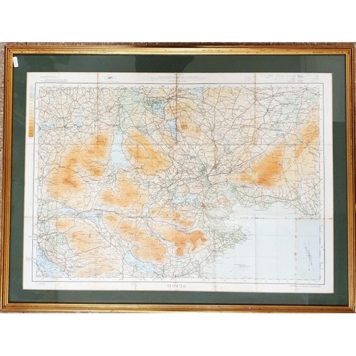 2 - Ordnance Survey Sligo Sheet 7 &frac12; inch to the mile Published 1918. c.74cm x 53cm Frame c.85cm x... 