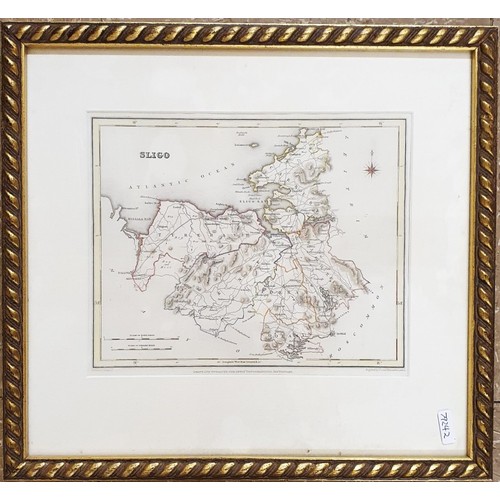 12 - Sligo Framed map of Sligo From Lewis Topograhical Dictionary 1846. c.24cm x 20cm Frame c.37cm x 34cm