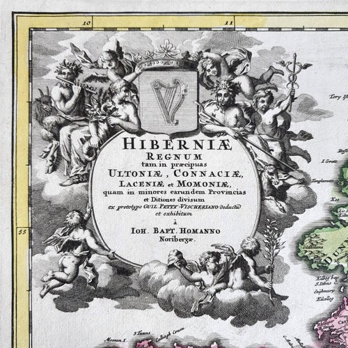 15 - Johann Baptiste HOMANN Hiberniae / Regnum/ tam in praecipuas &hellip;. First state From; Atlas Novus... 