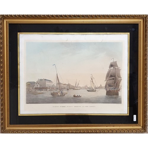 24 - James Malton Marine School Dublin looking up the Liffey Published London 1793 Coloured Framed with B... 