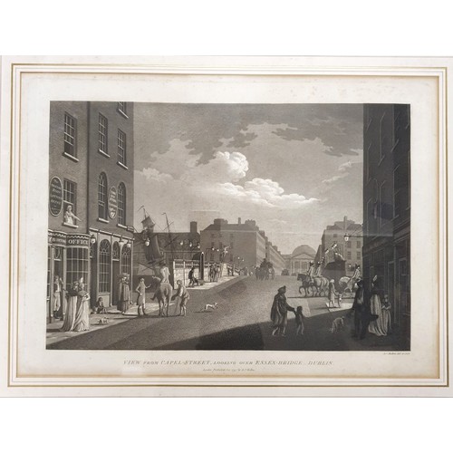 27 - James Malton View from Capel Street Looking over Essex Street Dublin Published London Oct. 1797 By J... 