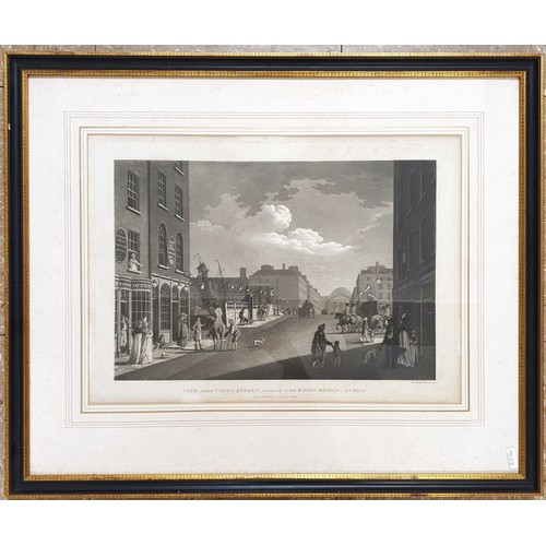 27 - James Malton View from Capel Street Looking over Essex Street Dublin Published London Oct. 1797 By J... 