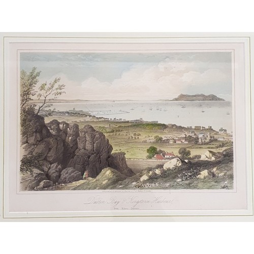32 - Dublin Bay and Kingstown Harbour From Killiney Quarries Coloured Lithograph Published London by Newm... 