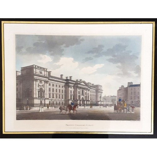 33 - James Malton Trinity College Dublin Published London 1793 Coloured. Framed Black and Gold, 44cm x 33... 