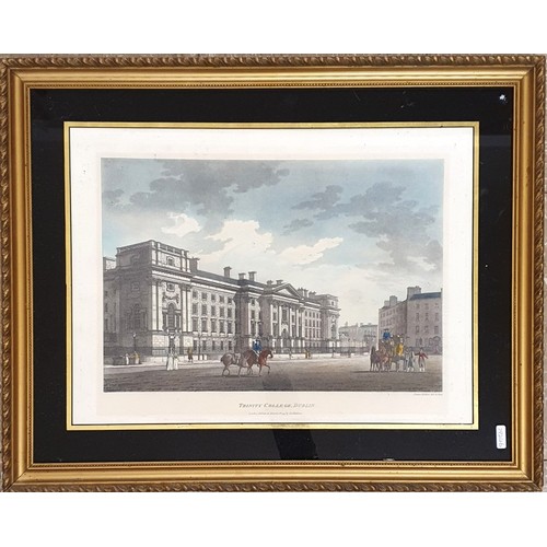33 - James Malton Trinity College Dublin Published London 1793 Coloured. Framed Black and Gold, 44cm x 33... 