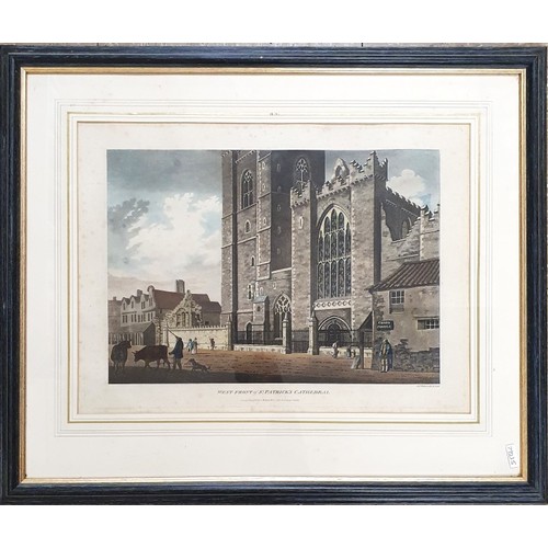 34 - James Malton West Front of St. Patricks Published London 1793 Coloured. c.43.5cm x 32.5cm Frame c.61... 