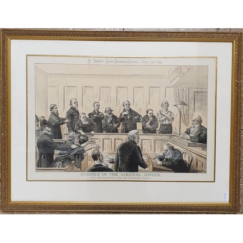 36 - Scenes in the Liberal Union St. Stephens Review Presentation Cartoon December 4th 1886.c.50cm x 34.5... 